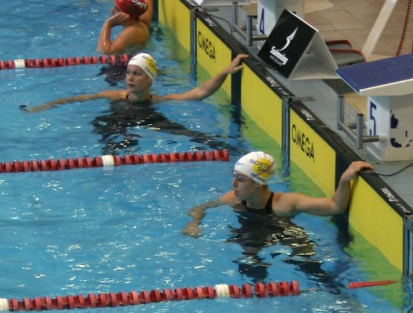 Melissa Ingram and Liz Coster after the 100 Back